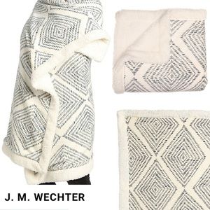 🆕 Geo Print Cozy Fleece Blanket GREY PATTERN